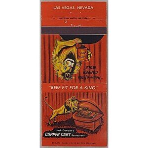 Vintage Copper Cart Restaurant Las Vegas Matchbook Cover Jack Denison Nevada NV
